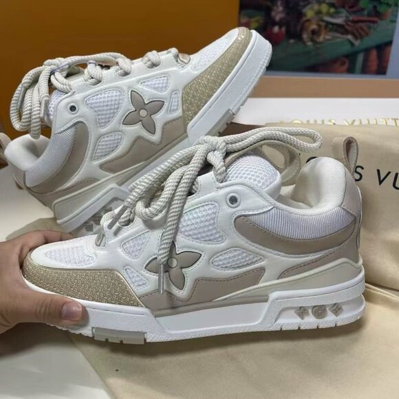 LOUIS VUITTON Skate Round Toe Lace-Up Women's White Brown - Picture 2 of 5